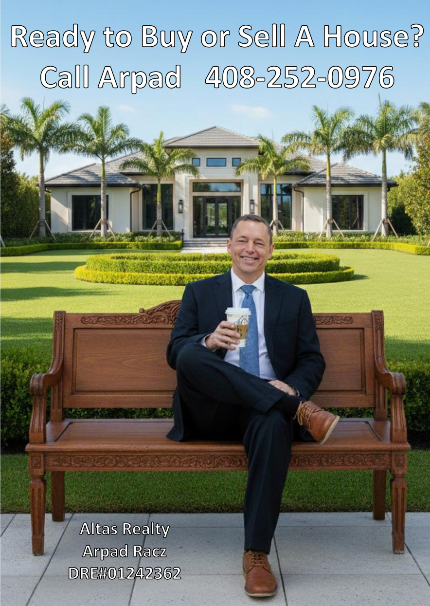 Arpad Racz, San Jose and Silicon Valley real estate broker and REALTOR®, standing in front of a modern home